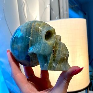 Rare blue onyx blue calcite LARGE crystal skull